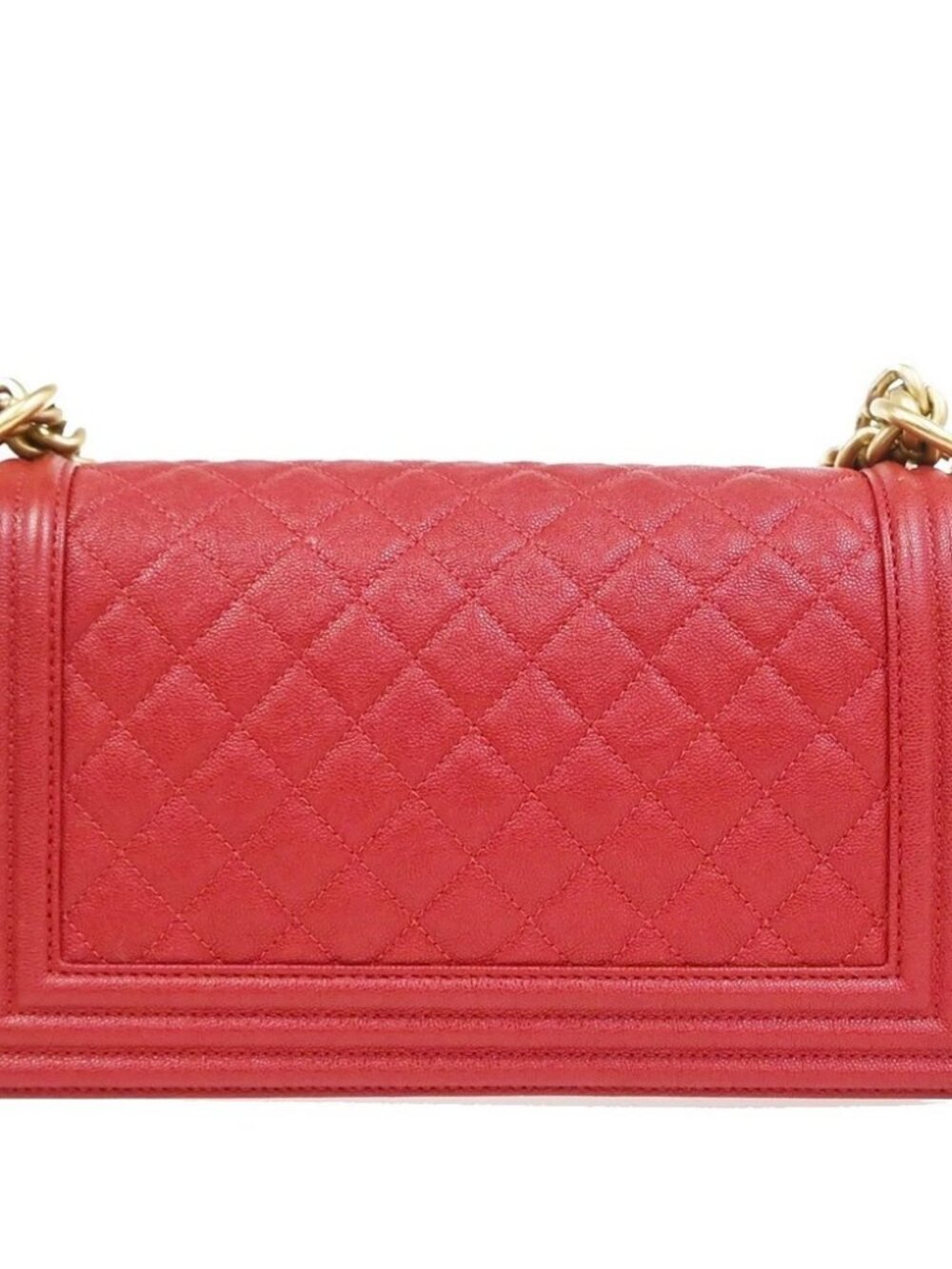 CHANEL Boy Chain Shoulder Bag Calfskin Leather Red GHW CC Logo France - Picture 3 of 13
